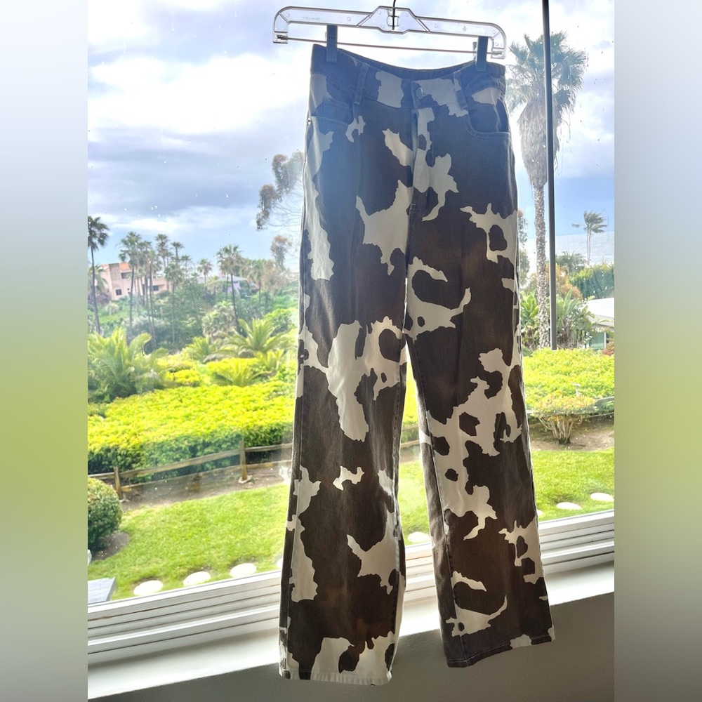 Cow print jeans